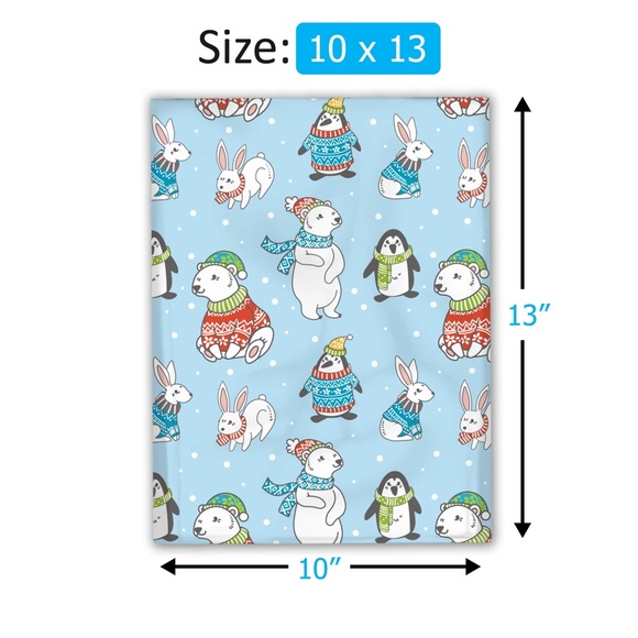 Christmas Winter Animals Poly Mailers 10x13 Pack of 25 - Picture 5 of 9
